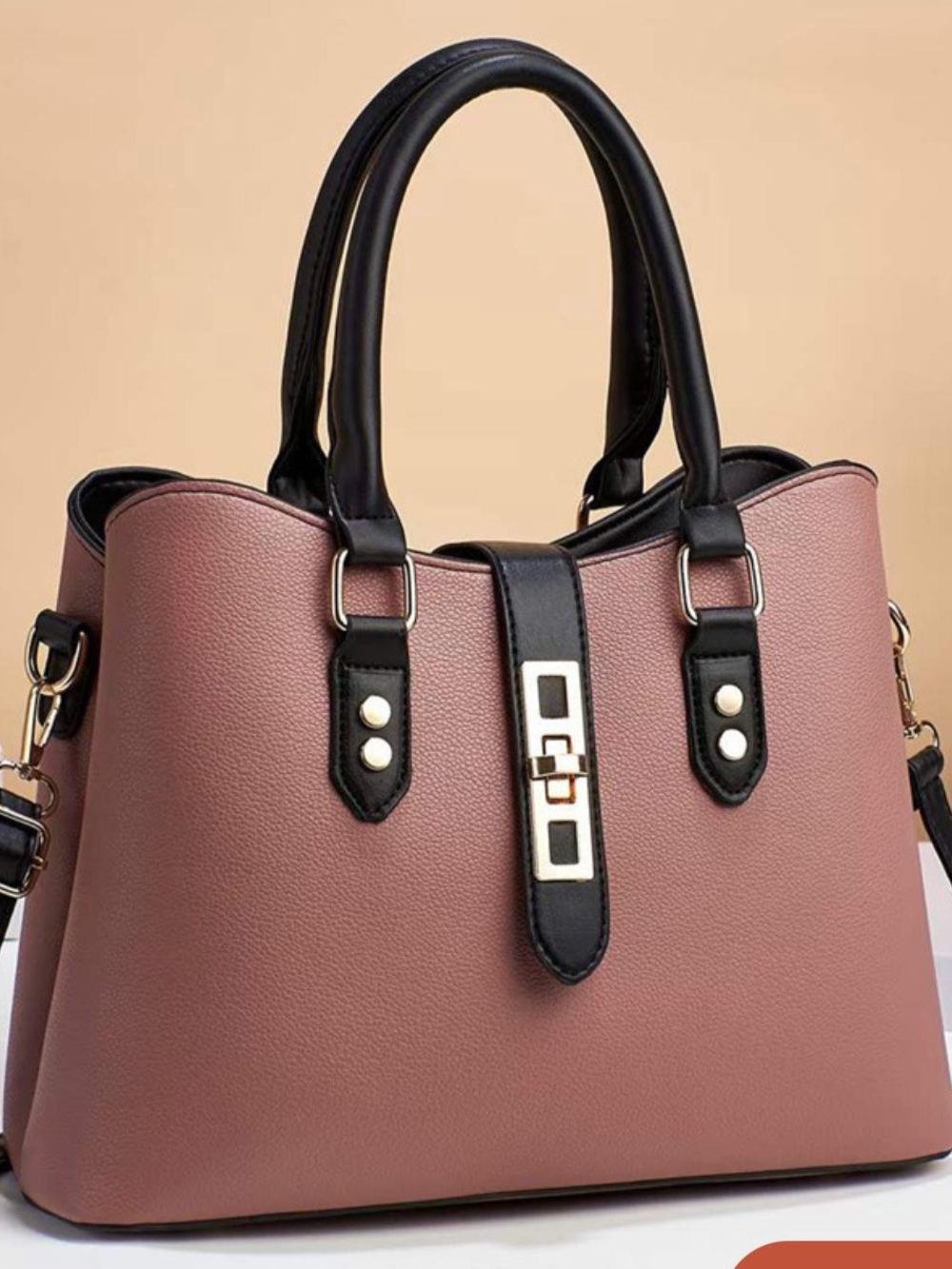 Classic Two-Tone Tote Bag in Dusty Rose